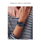 Daniel Wellington Petite Sheffield Black Dial Black Leather Strap Watch For Women - DW00100180 Authentic Buy Shop Now