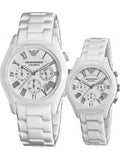Emporio Armani Chronograph Ceramic White Dial Watch For Women - AR1403 Authentic Buy Shop Now