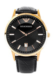 Emporio Armani Renato Quartz Black Dial Black Leather Strap Watch For Men - AR2425 Authentic Buy Shop Now