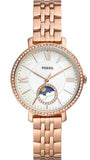 Fossil Jacqueline Analog Moonphase Mother of Pearl White Dial Rose Gold Steel Strap Watch for Women - ES5165 Authentic Buy Shop Now