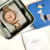Fossil Jesse Crystal Rose Gold Dial Rose Gold Steel Strap Watch for Women - ES3020 Authentic Buy Shop Now