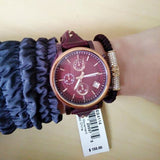 Fossil Original Boyfriend Sport Chronograph Maroon Dial Maroon Leather Strap Watch for Women - ES4114 Authentic Buy Shop Now