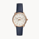 Fossil Tailor White Dial Blue Leather Strap Watch for Women - ES4394 Authentic Buy Shop Now