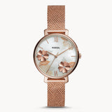 Fossil Jacqueline Three-Hand White Dial Rose Gold Mesh Bracelet Watch for Women - ES4534 Authentic Buy Shop Now