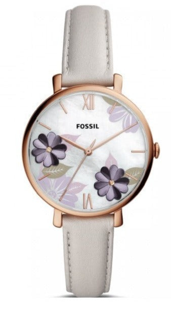 Fossil Jacqueline Mother of Pearl Dial Grey Leather Strap Watch for Women - ES4672 Authentic Buy Shop Now