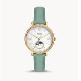 Fossil Jacqueline Analog Moonphase Mother of Pearl White Dial Green Leather Strap Watch for Women - ES5168 Authentic Buy Shop Now