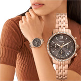Fossil Neutra Chronograph Mother of Pearl Brown Dial Rose Gold Steel Strap Watch for Women - ES5218 Authentic Buy Shop Now