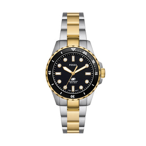Fossil Blue Dive Three Hand Black Dial Two Tone Steel Strap Watch For Women - ES5349 Authentic Buy Shop Now