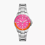 Fossil Blue Dive Analog Pink Dial Silver Steel Strap Watch For Women - ES5351 Authentic Buy Shop Now
