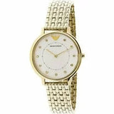 Emporio Armani Dress Analog Mother of Pearl Dial Gold Steel Strap Watch For Women - AR11007 Authentic Buy Shop Now