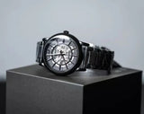 Emporio Armani Meccanico Skeleton Black Dial Black Steel Strap Watch For Men - AR60045 Authentic Buy Shop Now