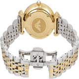 Emporio Armani Gianni T Bar White Dial Two Tone Steel Strap Watch For Women - AR8031 Authentic Buy Shop Now