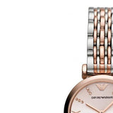 Emporio Armani Gianni T Bar Pink Dial Two Tone Steel Strap Watch For Women - AR11223 Authentic Buy Shop Now