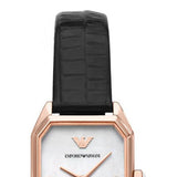 Emporio Armani Gioia Quartz Mother of Pearl Dial Black Leather Strap Watch For Women - AR11390 Authentic Buy Shop Now