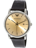 Emporio Armani Luigi Analog Bronze Dial Brown Leather Strap Watch For Men - AR11096 Authentic Buy Shop Now
