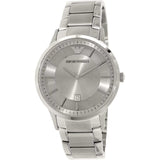 Emporio Armani Classic Quartz White Dial Silver Steel Strap Watch For Men - AR2430 Authentic Buy Shop Now