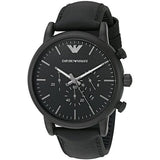 Emporio Armani Luigi Chronohraph Black Dial Black Leather Strap Watch For Men - AR1970 Authentic Buy Shop Now