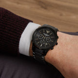 Emporio Armani Ceramica Chronograph Black Dial Black Steel Strap Watch For Men - AR1451 Authentic Buy Shop Now
