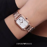 Emporio Armani Giola White Mother of Pearl Dial Rose Gold Steel Strap Watch For Women - AR11147 Authentic Buy Shop Now