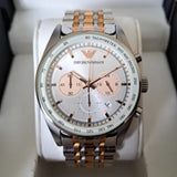 Emporio Armani Sportivo Chronograph Silver Dial Two Tone Steel Strap Watch For Men - AR5999 Authentic Buy Shop Now