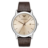 Emporio Armani Luigi Analog Bronze Dial Brown Leather Strap Watch For Men - AR11096 Authentic Buy Shop Now