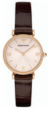 Emporio Armani Classic Quartz Pink Dial Brown Leather Strap Watch For Women - AR1911 Authentic Buy Shop Now