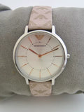 Emporio Armani Gianni T Bar Quartz Silver Dial Beige Leather Strap Watch For Women - AR80007 Authentic Buy Shop Now
