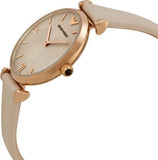 Emporio Armani Gianni T Bar Light Brown Dial White Leather Strap Watch For Women - AR1769 Authentic Buy Shop Now