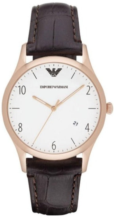 Emporio Armani Beta Chronograph White Dial Brown Leather Strap Watch For Men - AR1915 Authentic Buy Shop Now
