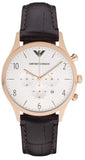 Emporio Armani Beta Chronograph White Dial Brown Leather Strap Watch For Men - AR1916 Authentic Buy Shop Now