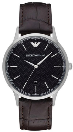 Emporio Armani Renato Quartz Black Dial Brown Leather Strap Watch For Men - AR11187 Authentic Buy Shop Now