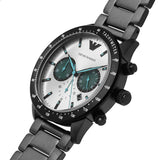 Emporio Armani Mario Chronograph White Dial Black Steel Strap Watch For Men - AR11471 Authentic Buy Shop Now