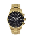 Emporio Armani Chronograph Black Dial Gold Steel Strap Watch For Men - AR5857 Authentic Buy Shop Now