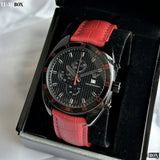 Emporio Armani Sportivo Chronograph Black Dial Red Leather Strap Watch For Men - AR5918 Authentic Buy Shop Now