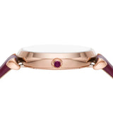 Emporio Armani Gianni T Bar Crystals Maroon Dial Maroon Leather Strap Watch for Women - AR11487 Authentic Buy Shop Now