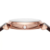 Emporio Armani Gianni T-Bar Silver Dial Brown Leather Strap Watch For Women - AR11269 Authentic Buy Shop Now