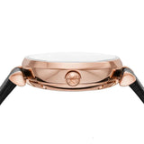 Emporio Armani Gianni T Bar Mother of Pearl White Dial Black Leather Strap Watch For Women - AR60047 Authentic Buy Shop Now