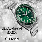 Citizen Eco Drive Vintage Green Dial Silver Steel Strap Watch For Men - AW1598-70X Authentic Buy Shop Now