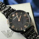 Emporio Armani Gianni T Bar All Black Diamond Dial Watch For Women - AR11245 Authentic Buy Shop Now