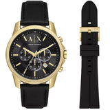 Armani Exchange Outerbanks Chronograph Black Dial Black Leather Strap Watch For Men - AX7133 Authentic Buy Shop Now