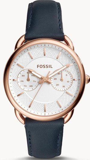 Fossil Tailor White Dial Blue Leather Strap Watch for Women - ES4260 Authentic Buy Shop Now