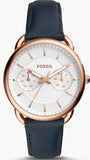 Fossil Tailor White Dial Blue Leather Strap Watch for Women - ES4260 Authentic Buy Shop Now