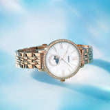 Fossil Jacqueline Analog Moonphase Mother of Pearl White Dial Rose Gold Steel Strap Watch for Women - ES5165 Authentic Buy Shop Now