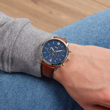 Fossil Neutra Chronograph Blue Dial Brown Leather Strap Watch for Men - FS5791 Authentic Buy Shop Now