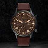Fossil Retro Pilot Chronograph Brown Dial Brown Leather Strap Watch for Men - FS5833 Authentic Buy Shop Now