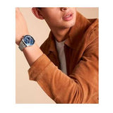 Fossil Sport Tourer Chronograph Blue Dial Silver Steel Strap Watch for Men - FS6047 Authentic Buy Shop Now