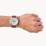 Fossil Retro Pilot Chronograph Silver Dial Brown Leather Strap Watch for Men - FS5809 Authentic Buy Shop Now