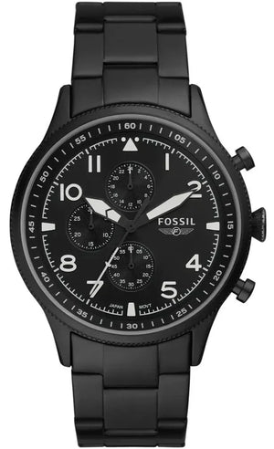 Fossil Pilot Chronograph Black Dial Black Steel Strap Watch for Men - FS5811 Authentic Buy Shop Now