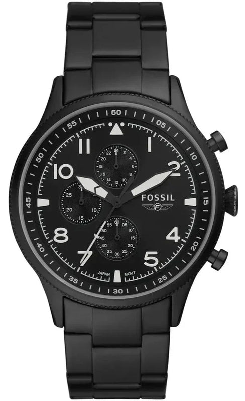 Fossil Pilot Chronograph Black Dial Black Steel Strap Watch for Men - FS5811 Authentic Buy Shop Now