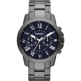 Fossil Grant Chronograph Blue Dial Grey Steel Strap Watch for Men - FS4831 Authentic Buy Shop Now